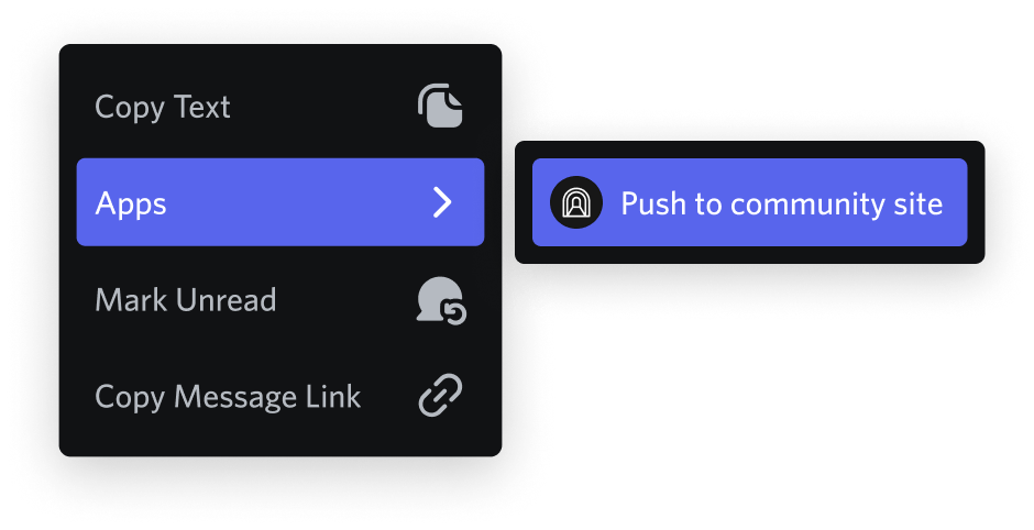 Screenshot of app actions within Discord